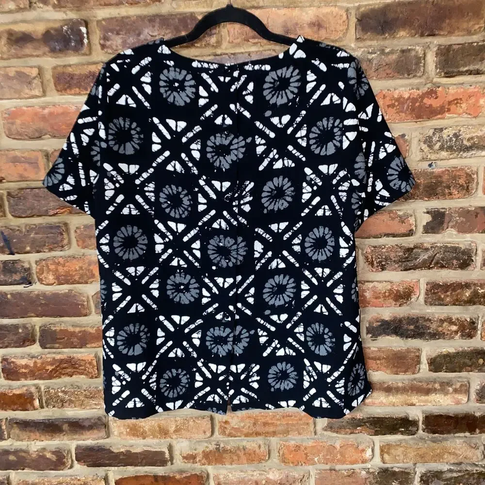 Madewell Black and White Patterned Blouse - Picture 7 of 8
